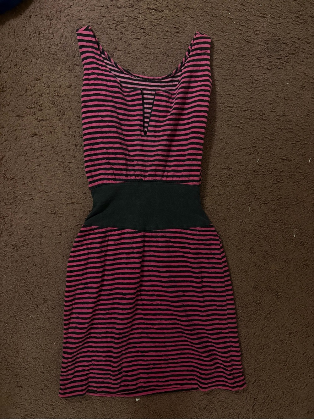 Pink & black striped dress adult small
